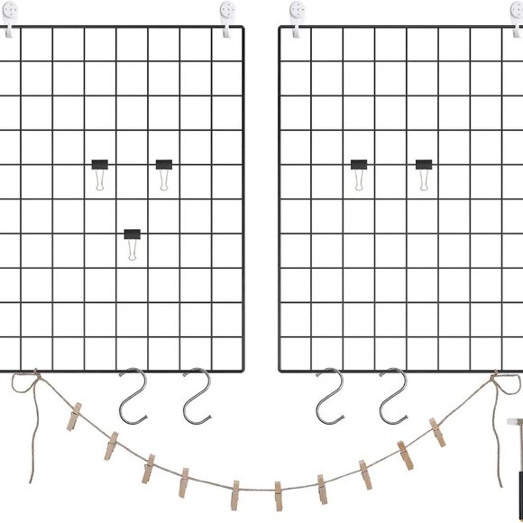 Wall Grid for Photo, Metal Wall Grid Panel, DIY Wire Photo Hanging Display, Set - Picture 8 of 8